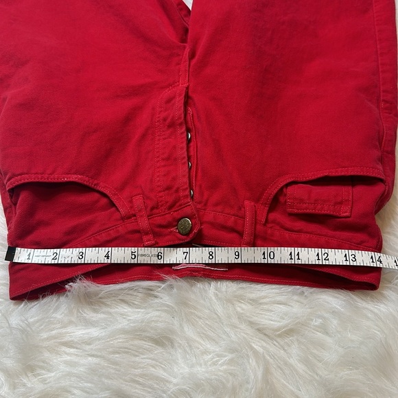 Vintage Guess Women's Red Denim High Waist Bermuda Shorts 100% Cotton 29 - Picture 11 of 12